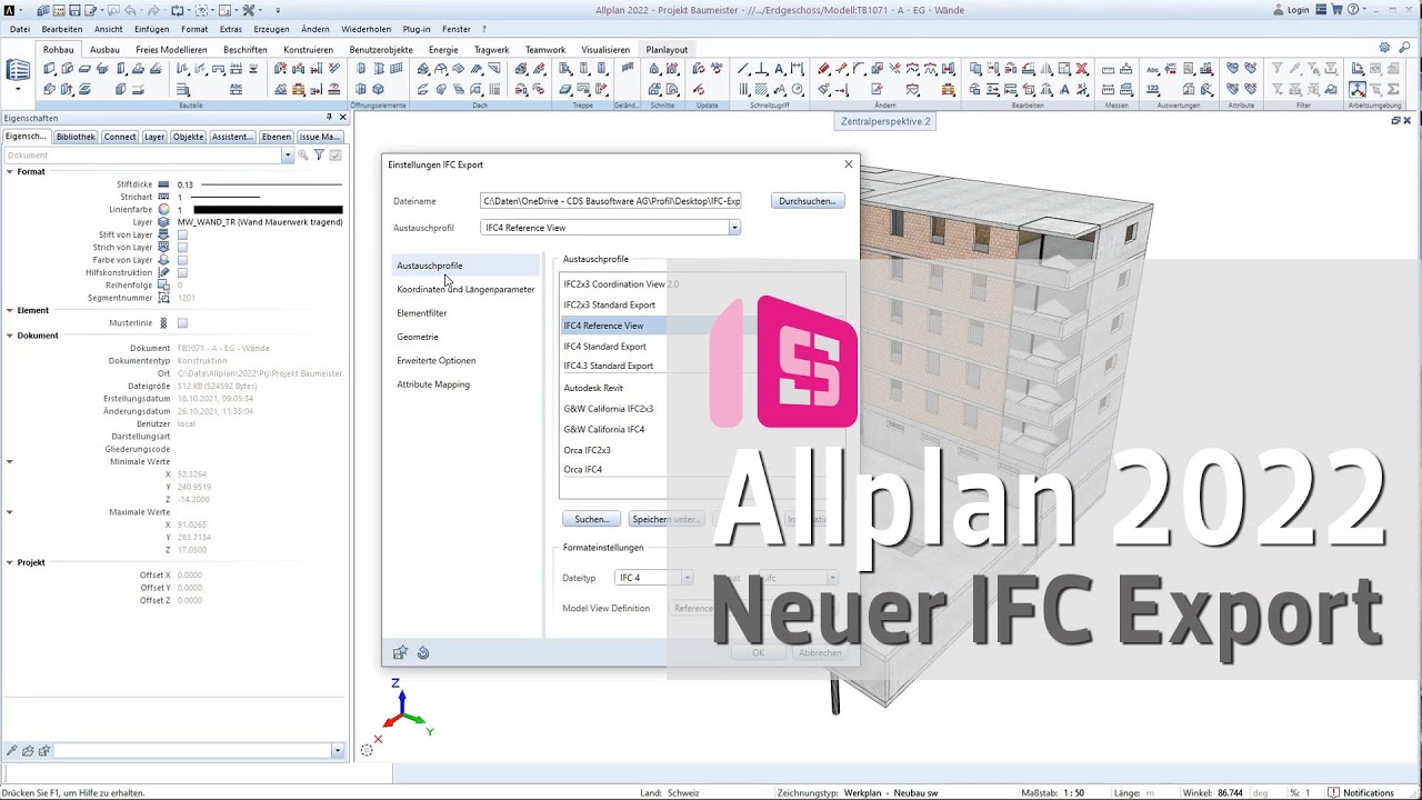 ALLPLAN 2022 Export IFC Files