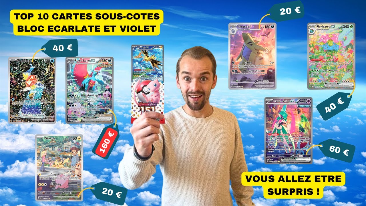 TOP 10 CARTES POKEMON LES PLUS SOUS-COTES, DEBUT BLOC ECARLATE ET VIOLET ! VOUS ALLEZ ETRE SURPRIS !