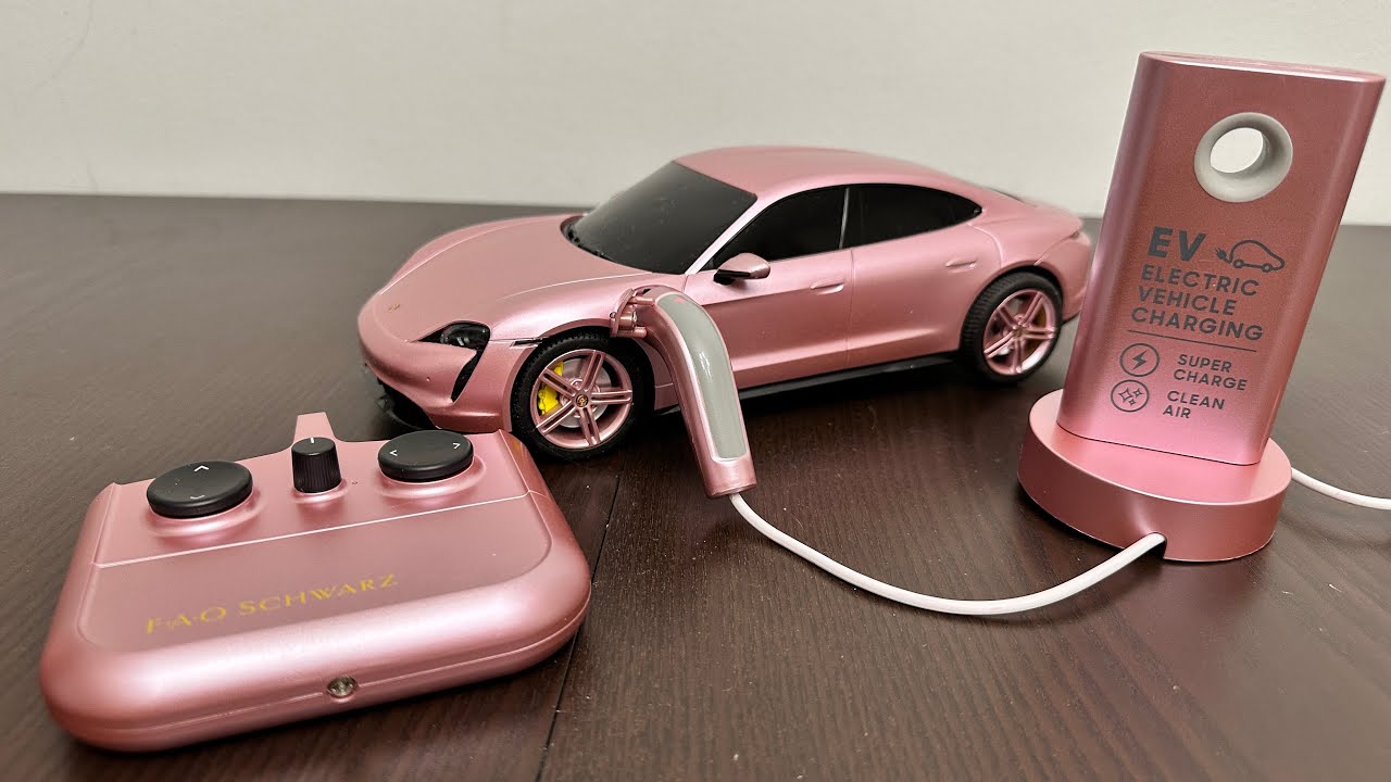 FAO Schwarz Porsche Taycan Turbo S RC Car Toys Unboxing 