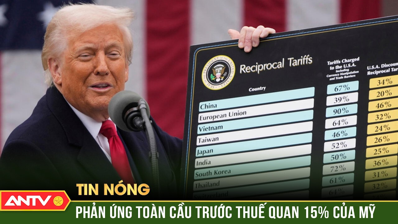 Phản ứng toàn cầu trước thuế quan 15% của Mỹ | ANTV