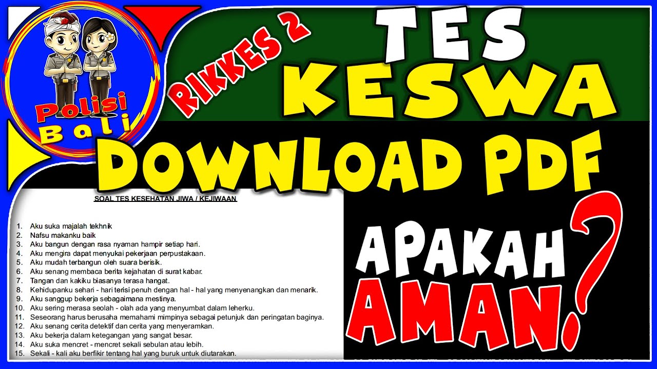 DOWNLOAD Materi Tes Kesehatan Jiwa / Keswa pdf, Apakah Aman?