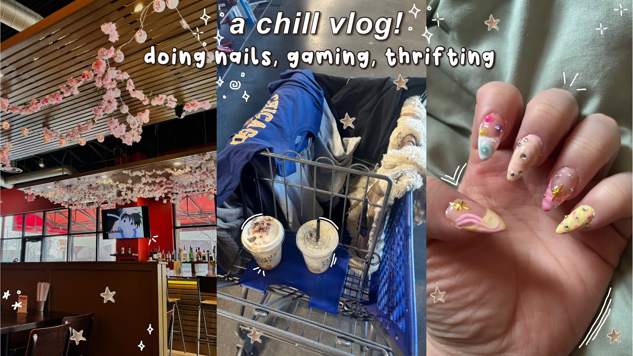 ⊹ ࣪ ˖ 🗝️ a chill vlog: doing nails, thrifting, & gaming 
