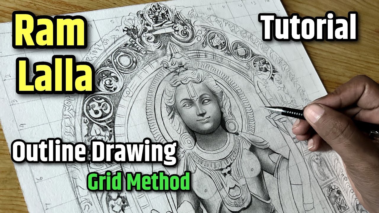 Ram Lalla Outline Drawing Tutorial By Grid Method | Jai Shree Ram 🚩 | Ayodhya Ram Mandir | Lesson 01