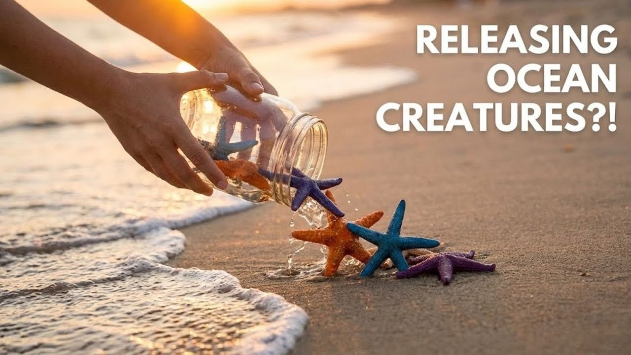 Releasing Sea Creatures on the Beach… So Relaxing 😌🌊 #asmr #satisfying