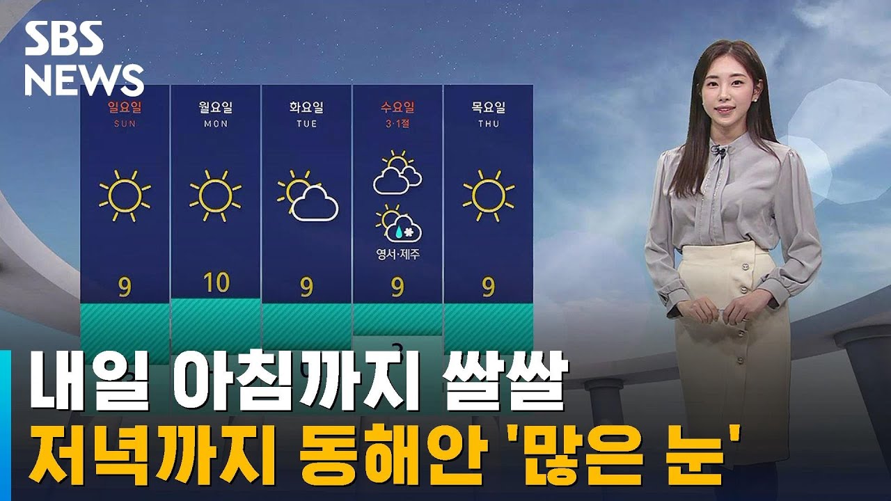 [날씨] 내일 아침까지 쌀쌀…저녁까지 동해안 '많은 눈' / SBS