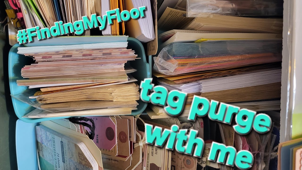 Tag sorting, storage & purge #findingmyfloor craft room organization 