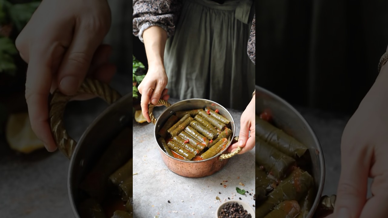 Turkish Dolma, Stuffed Grape Leaves😋#dinner