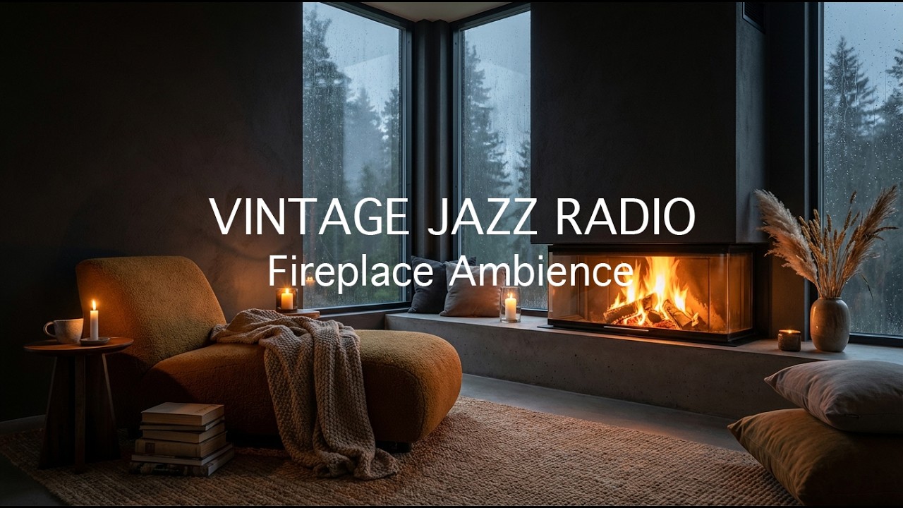1950s Vintage Jazz Radio — Cozy Fireplace Session