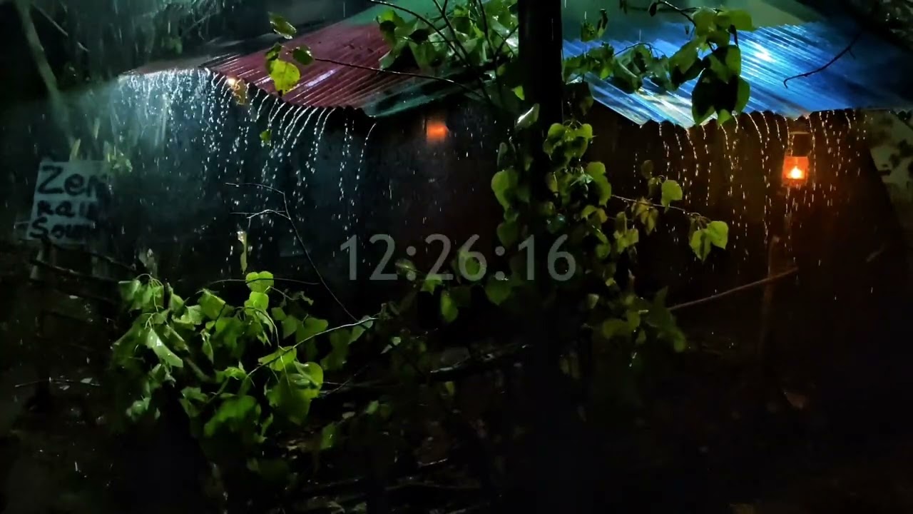 Heavy Rain on Roof at Night | 60 Min ASMR Rain for Sleep & Relax.