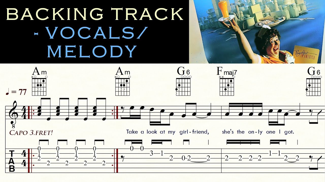 BREAKFAST IN AMERICA | SUPERTRAMP | - Vocals/Melody | Backing Track | Karaoke | Sheet Music & TAB