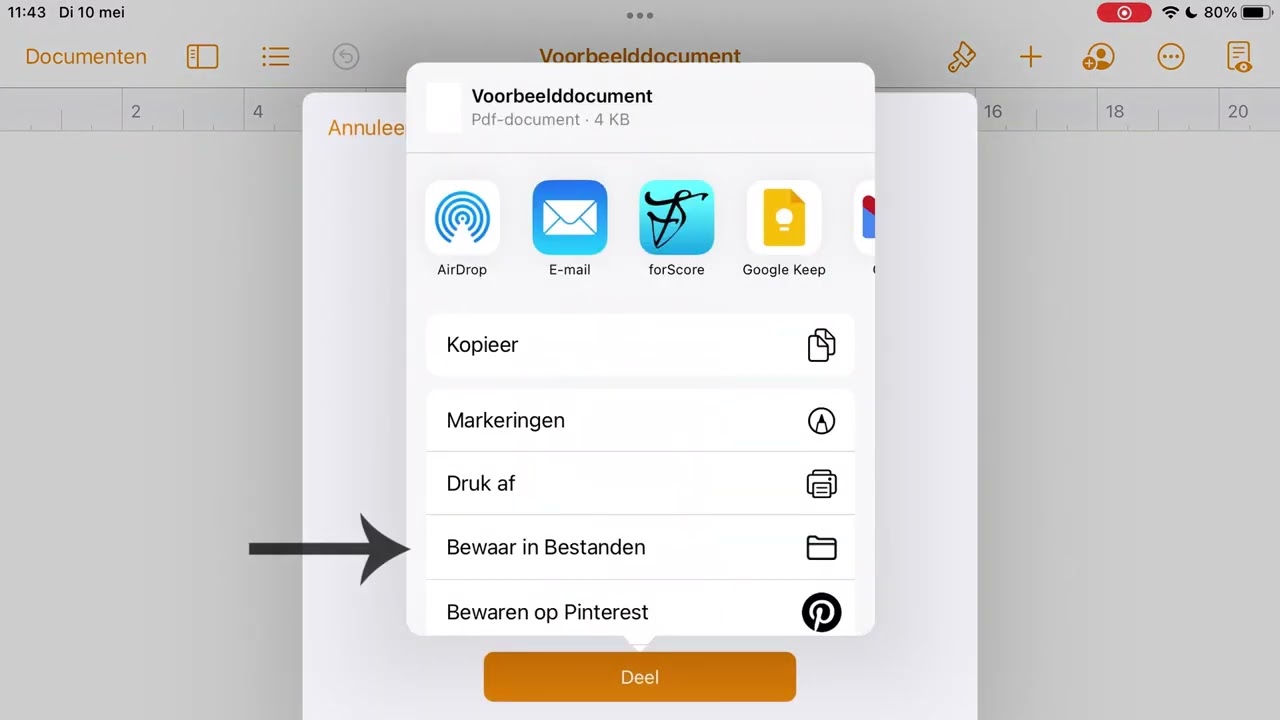 PDF opslaan op iPad