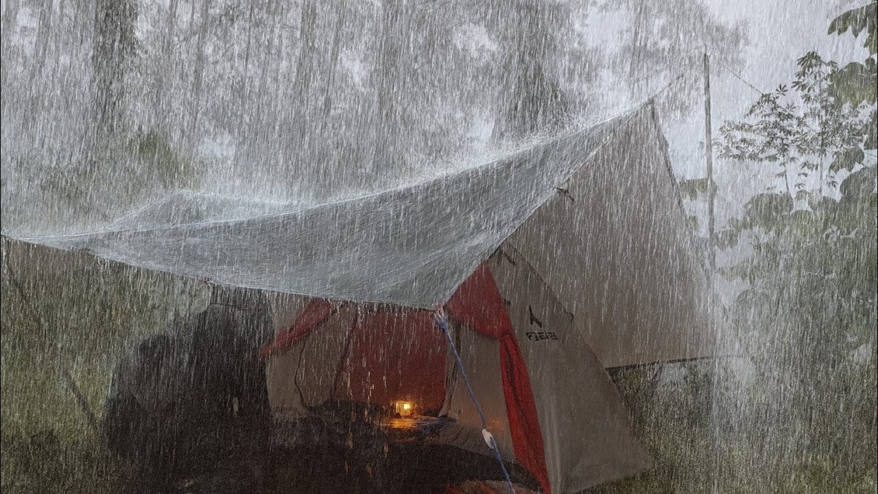 Solo Camping in Heavy Rain &mdash; The Whole Campsite Flooded!