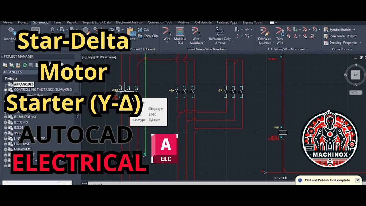 Пускатель двигателя «звезда-треугольник» (Y-Δ), AutoCAD Electrical 2024, IEC 60617