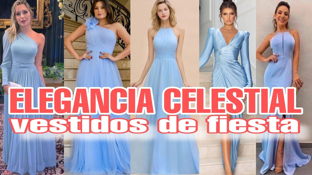 MODA 2023 24| VESTIDOS ELEGANTES de MODA  Para Bodas, Bautizos y Comuniones en Color Azul Celeste