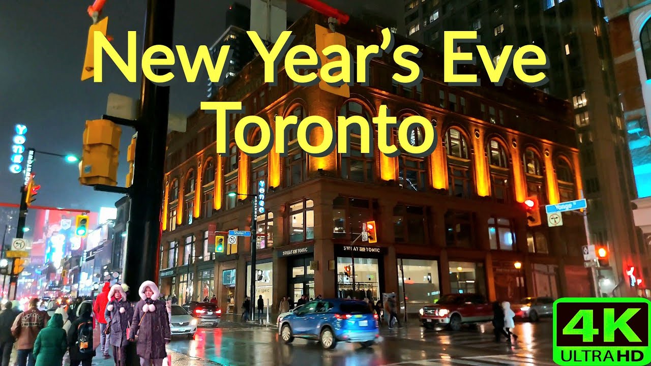 【4K】TORONTO NEW YEAR'S EVE | HAPPY NEW YEAR TORONTO 2024 | DOWNTOWN TORONTO SLEET RAIN WALK