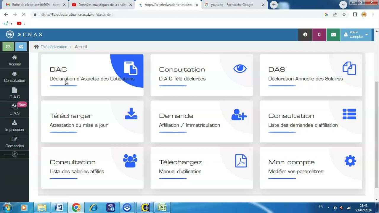 VOIR  DECLARATION  DAC / CNAS  CHAINE AHMED/DLG