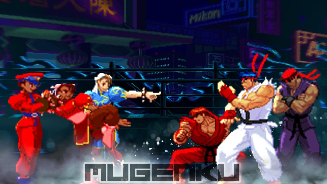 Neo Dark Chun Li Team vs Evil Ryu Team. 3v3 Street Fighter MUGEN Multiverse