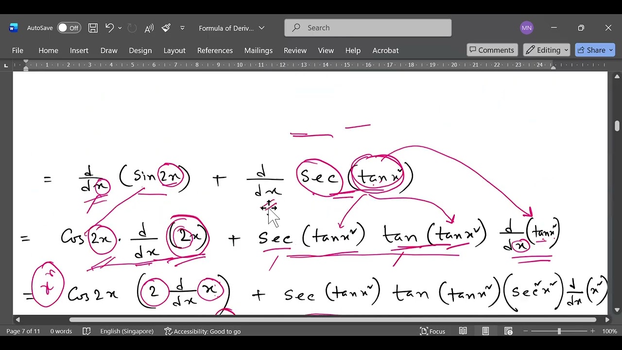 Formula of Differentiation