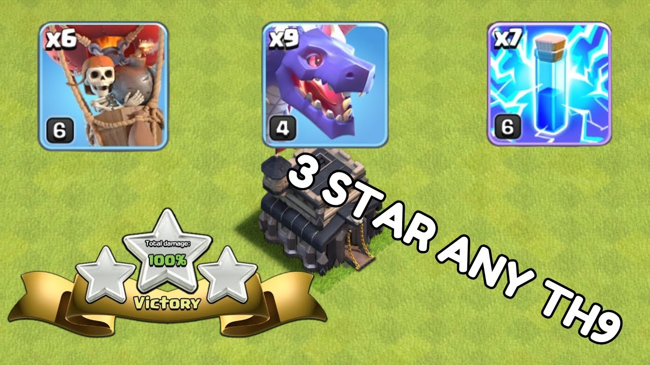 Easy TH9 Zap Dragons Attack Strategy (Clash of Clans)
