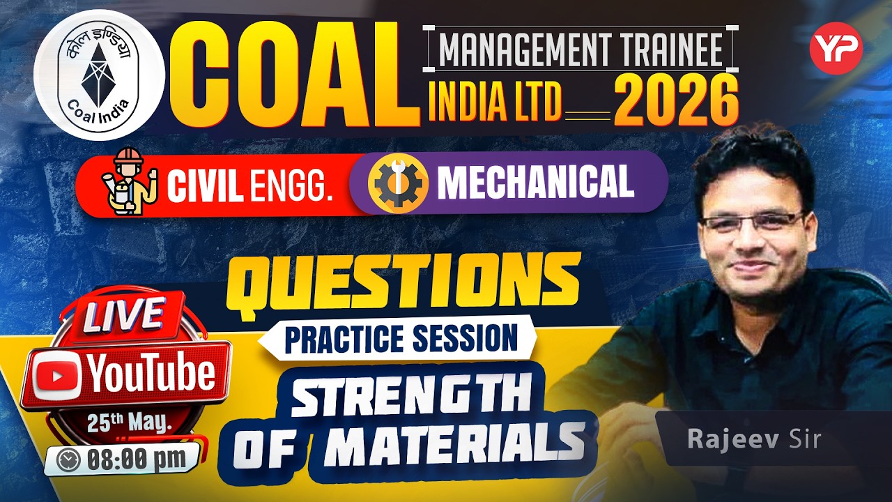 🏗️ CIL MT 2026 CBT LIVE | SOM Strength of Materials Questions Practice 🔥 | Civil & Mechanical