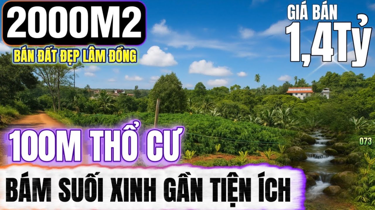 🔴Bán đất lâm đồng đẹp gần 2000m2 ở gần tiện ích 100m thổ cư bám suối nhỏ xinh Lh : 0379.590.939