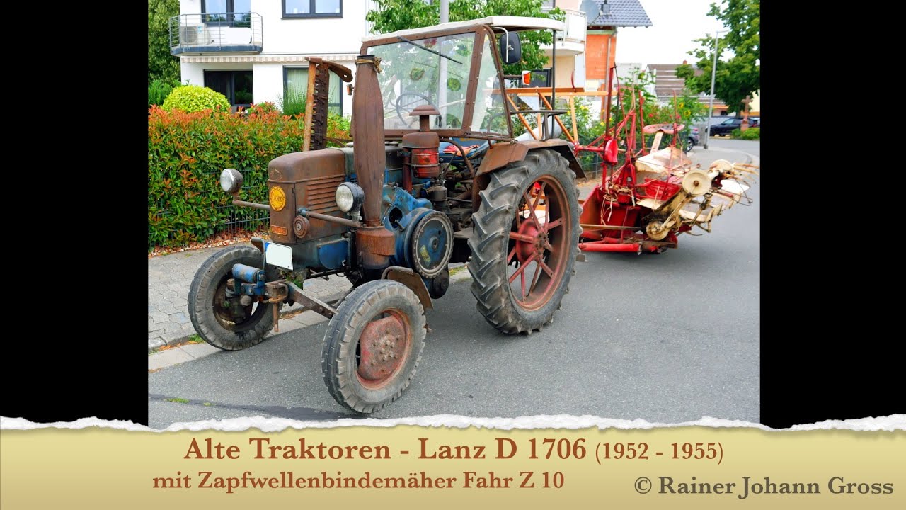 Alte Traktoren - Lanz D 1706 (1952 - 1955) mit Zapfwellenbindemäher Fahr Z 10