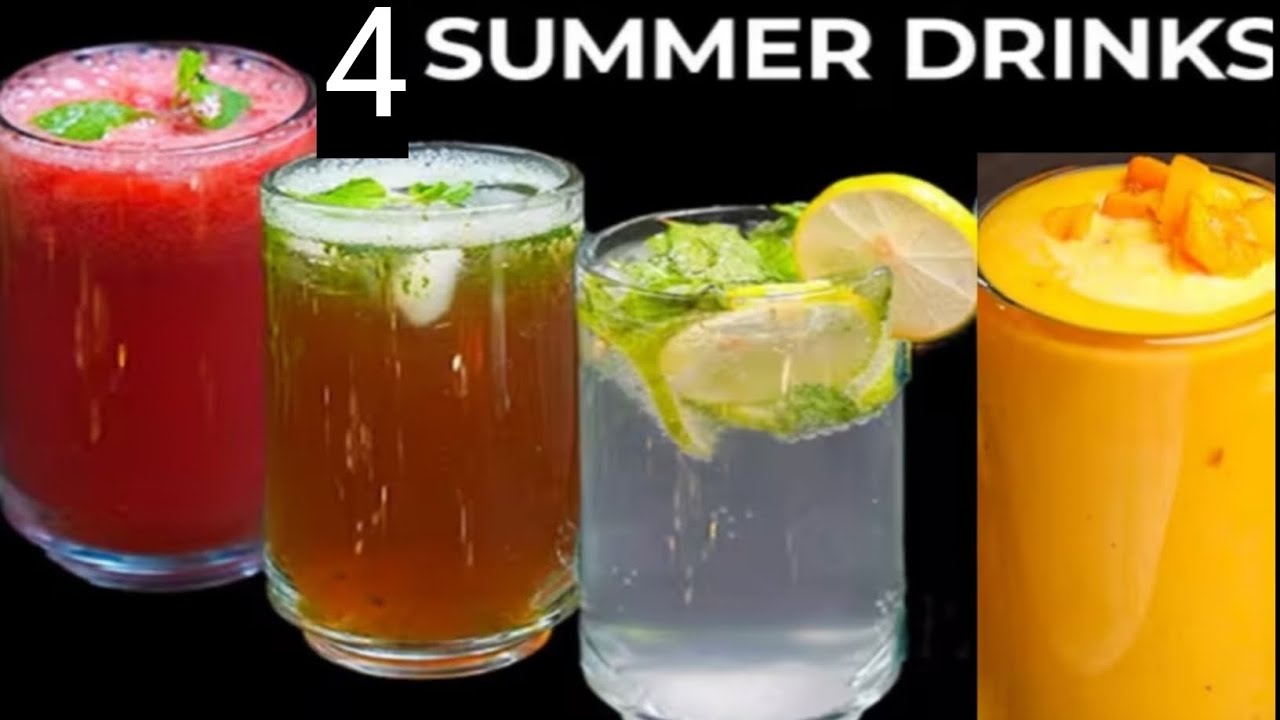 4 Easy Healthy Summer Drinks Recipe |How to Make Refreshing Drink at Home | Juice Recipe