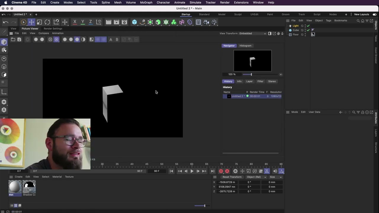 9 Cinema 4D Basics Shadow and Reflection Catcher