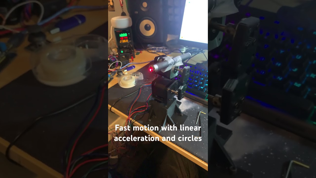 Fast robot arm with linear acceleration and circles #arduino #robotarm #steppermotor