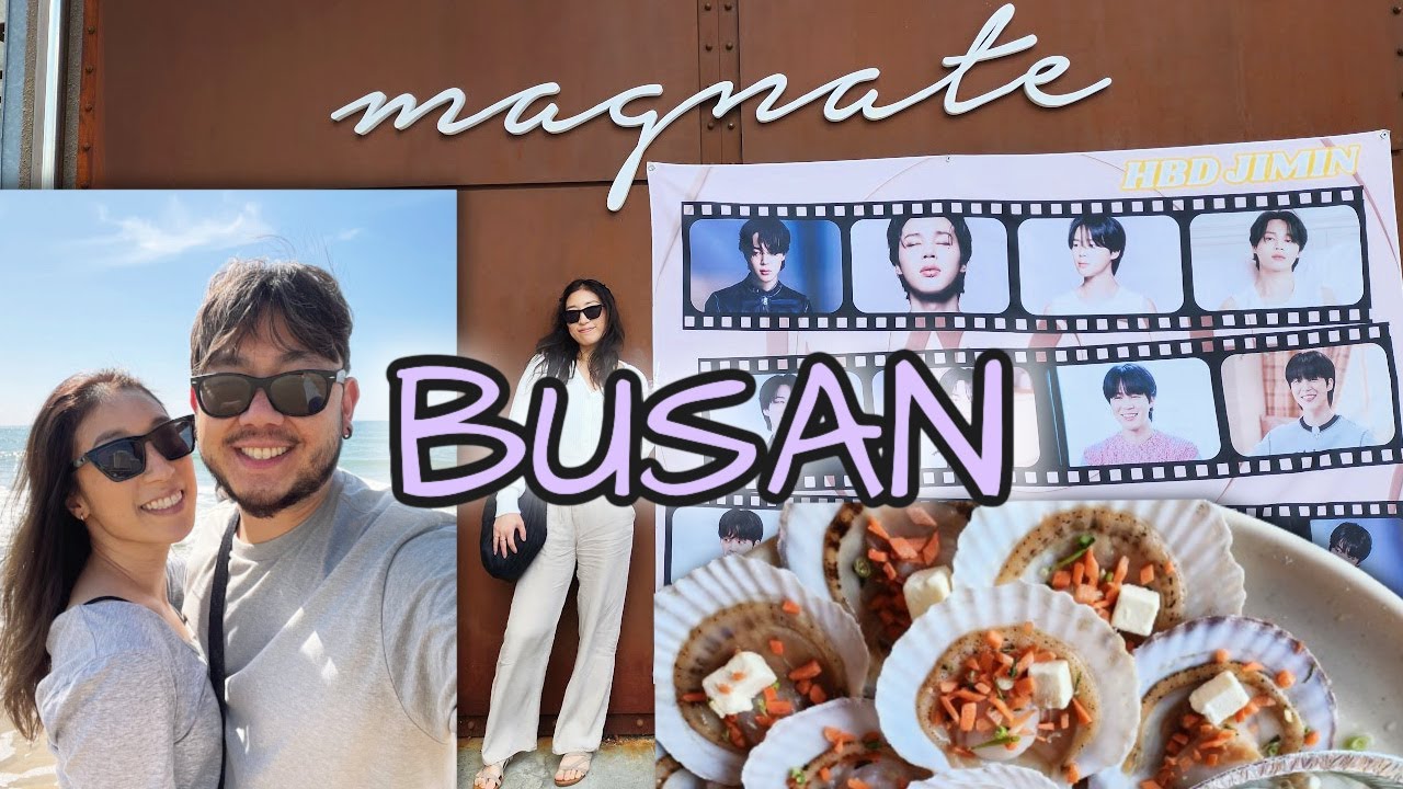 Our 1st time in Busan🌊🌃 Met Jimin's dad! Magnate, Haeundae, Paradise Hotel, Bay101, Gamcheon Village