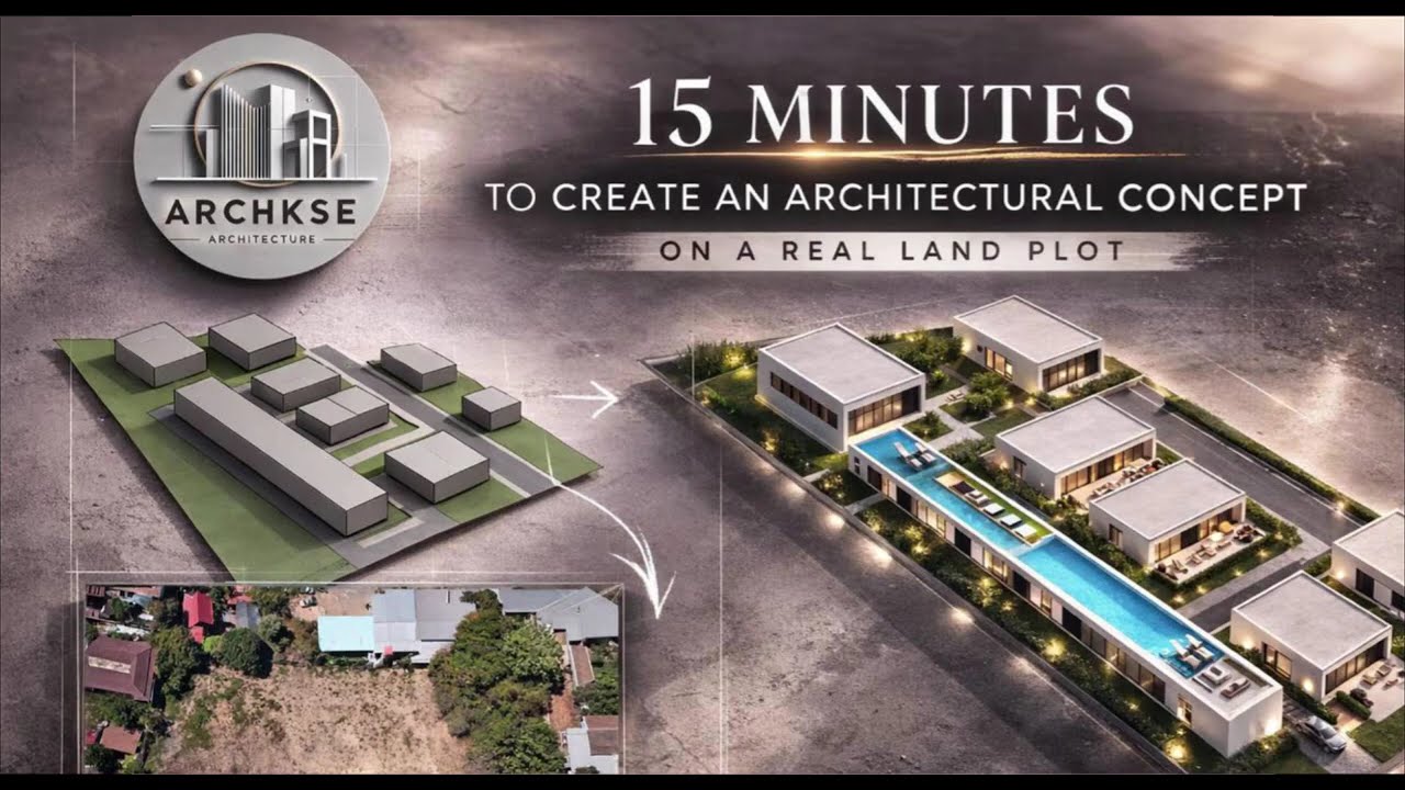 15 Minutes to Create an Architectural Concept on a Real Land Plot #Revit #Architecture #BIM#ai 