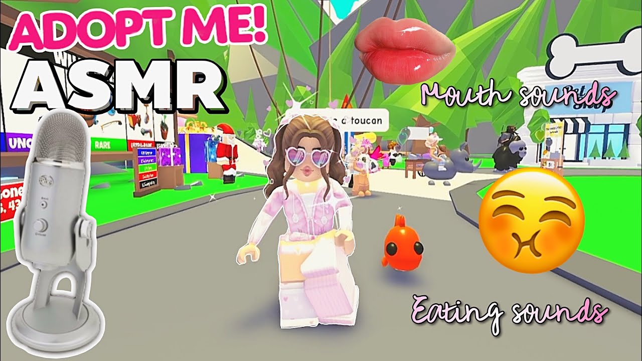 ASMR playing adopt me *eating sounds, mouth sounds, tingly rambling*
