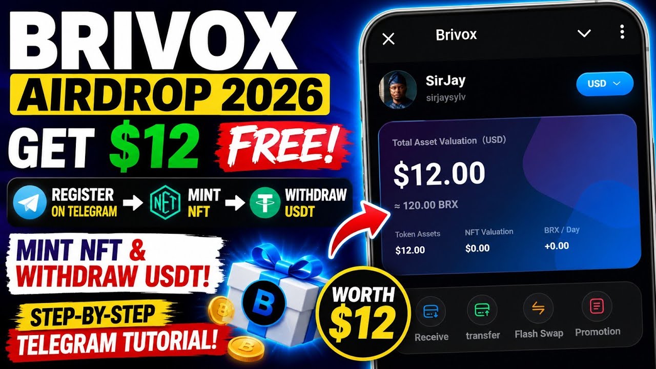 BRIVOX Airdrop 2026: How to Get $12 FREE, Mint NFT & Withdraw USDT | Telegram Tutorial