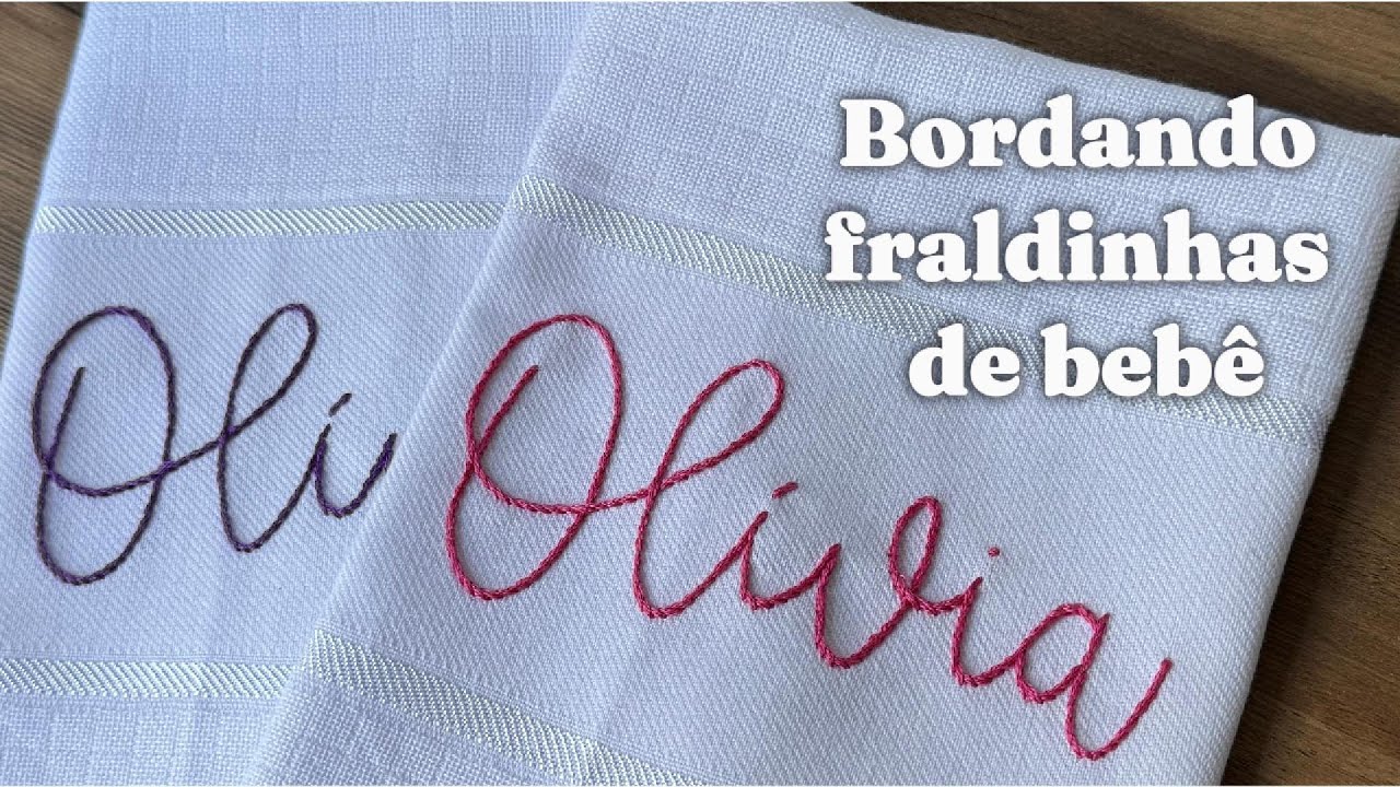 Bordando fraldinhas de bebê