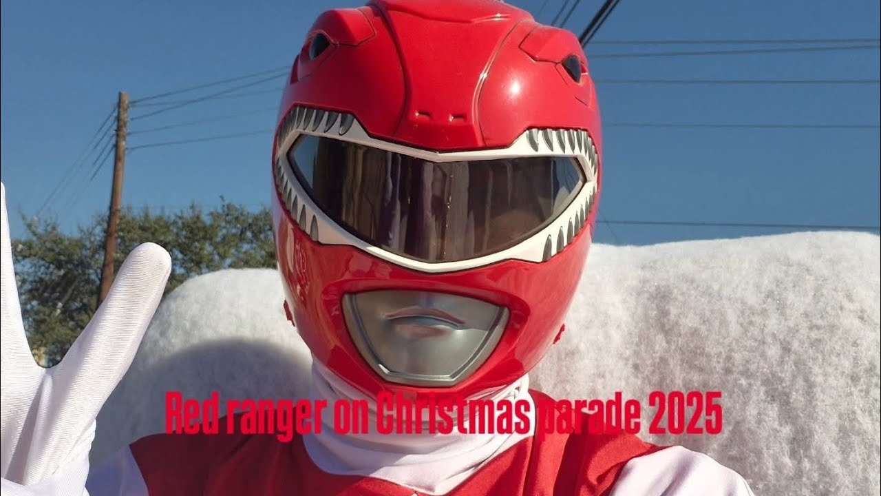 Red ranger on Christmas parade 2025