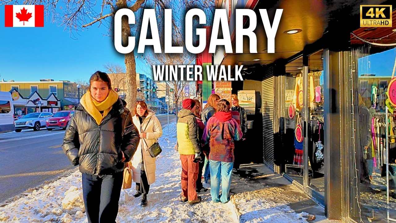 Kensington Calgary 🇨🇦 on a Sunny Snowy Day | 4K Walking Tour