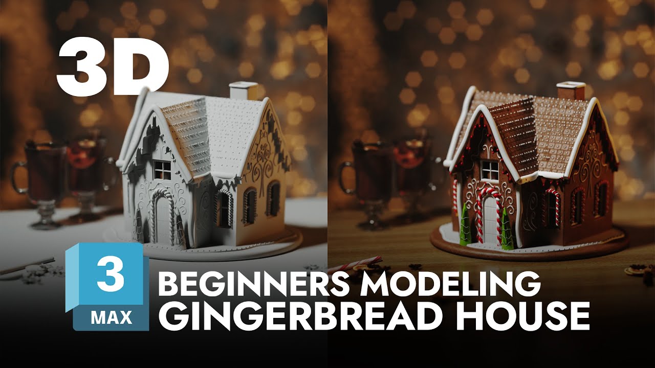 Gingerbread House | Live Modeling with VizAcademy! | Beginners friendly | 3ds Max Christmas