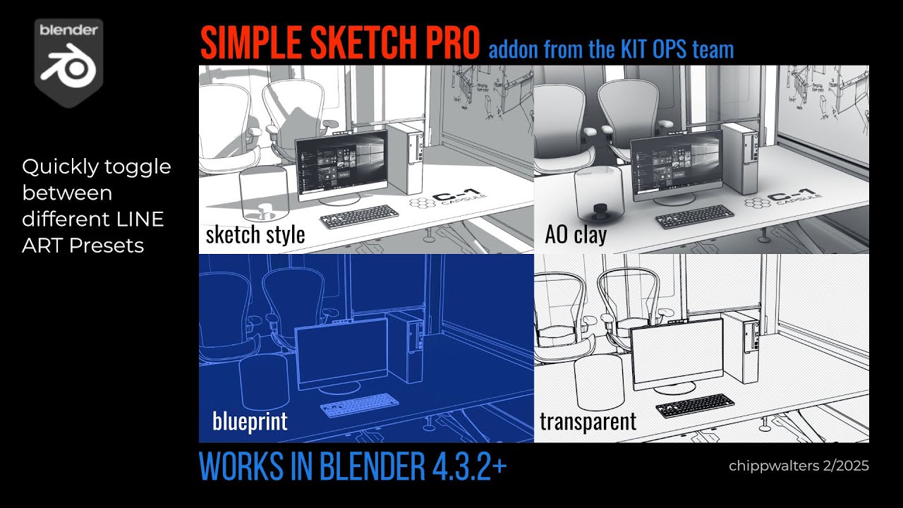 Line drawings in Blender: Simple Sketch Pro