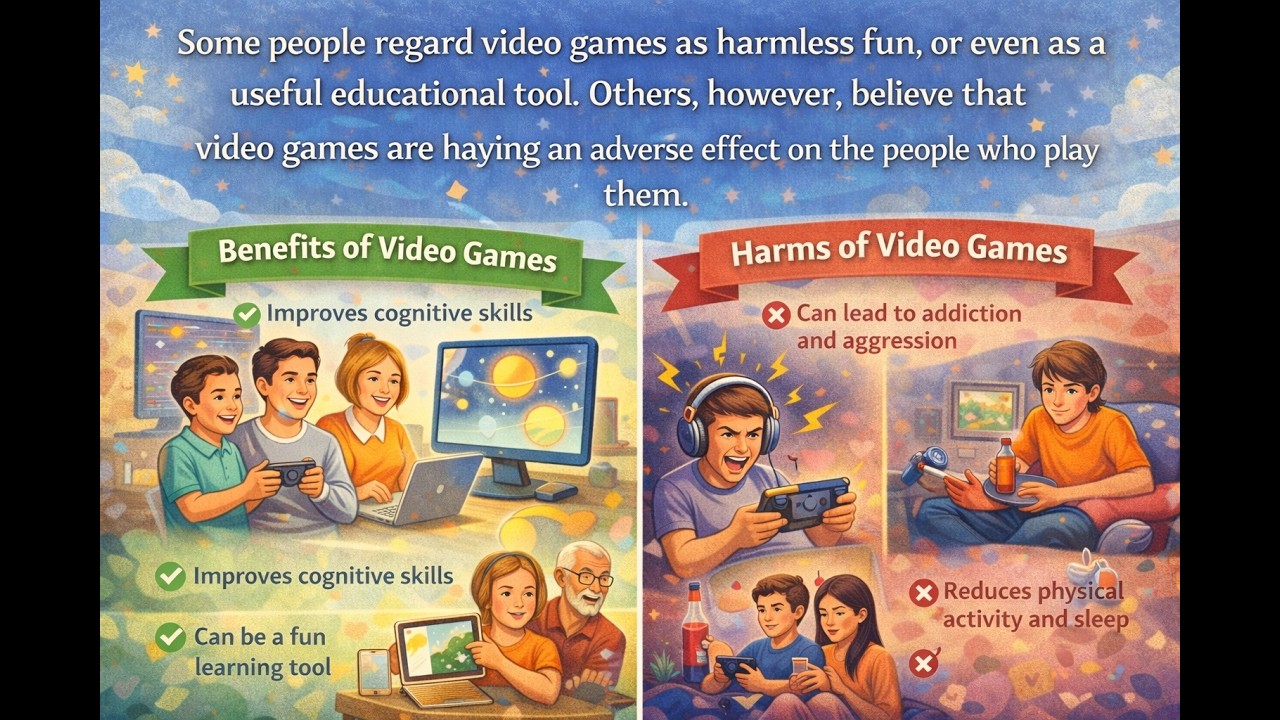 IELTS Writing Task2 Some people regard video games as harmless fun, or even as a useful etc