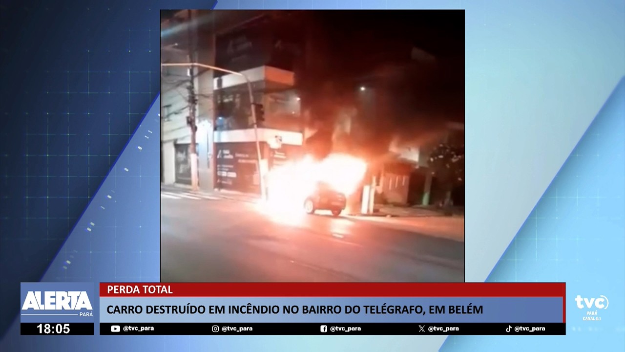 Carro é destruído por incêndio no bairro do Telégrafo