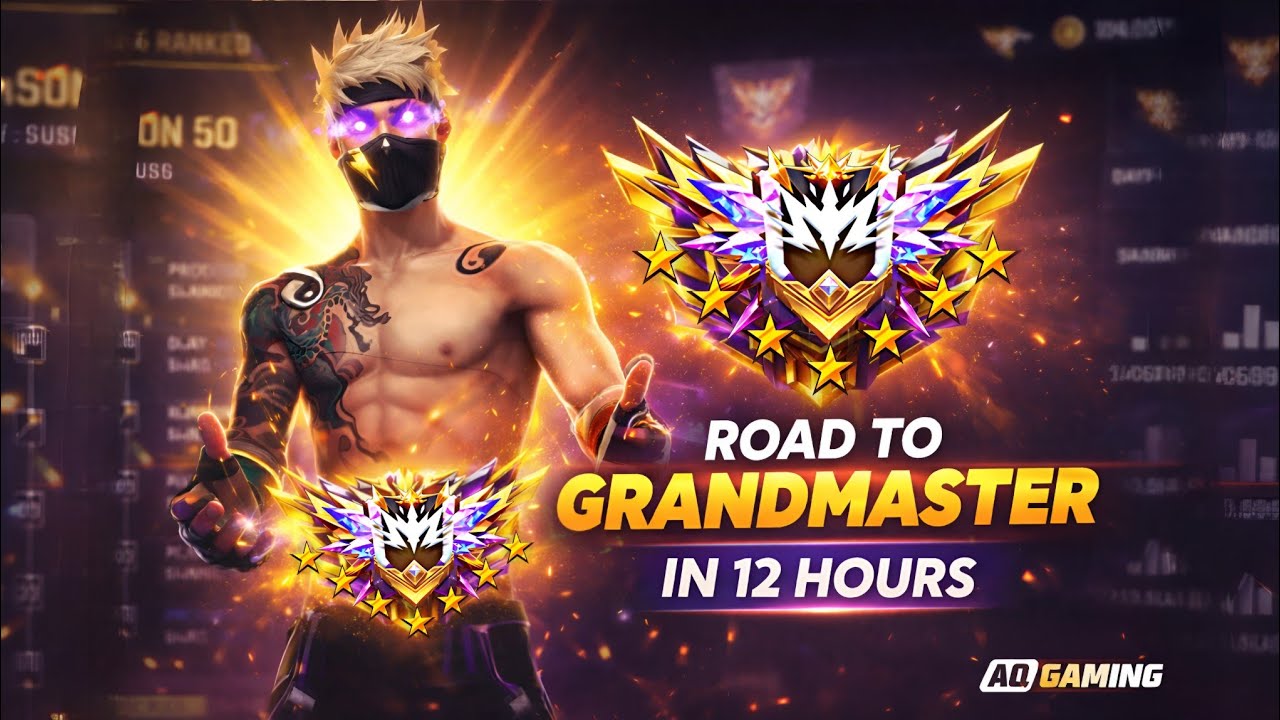 Road to Grandmaster in 12 Hours |  Free Fire Season 50 BR Rank | AQGAMING | Rank Push