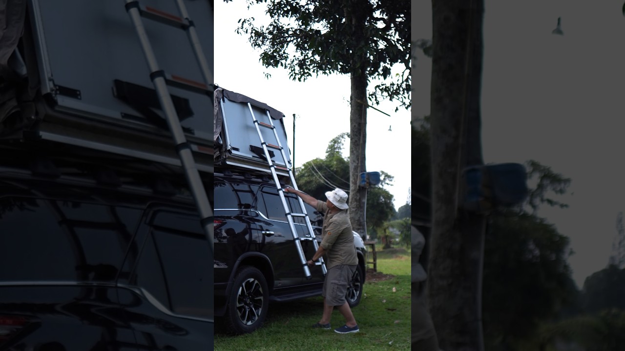 setup rooftop tent Toyota Fortuner #asmr  #overland #camping