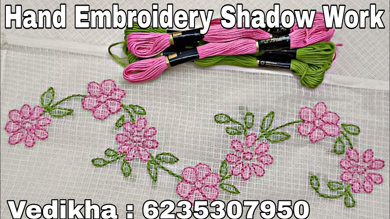 Hand Embroidery Shadow Work Tutorial | Christmas Special Hand work video Net Kotta Saree