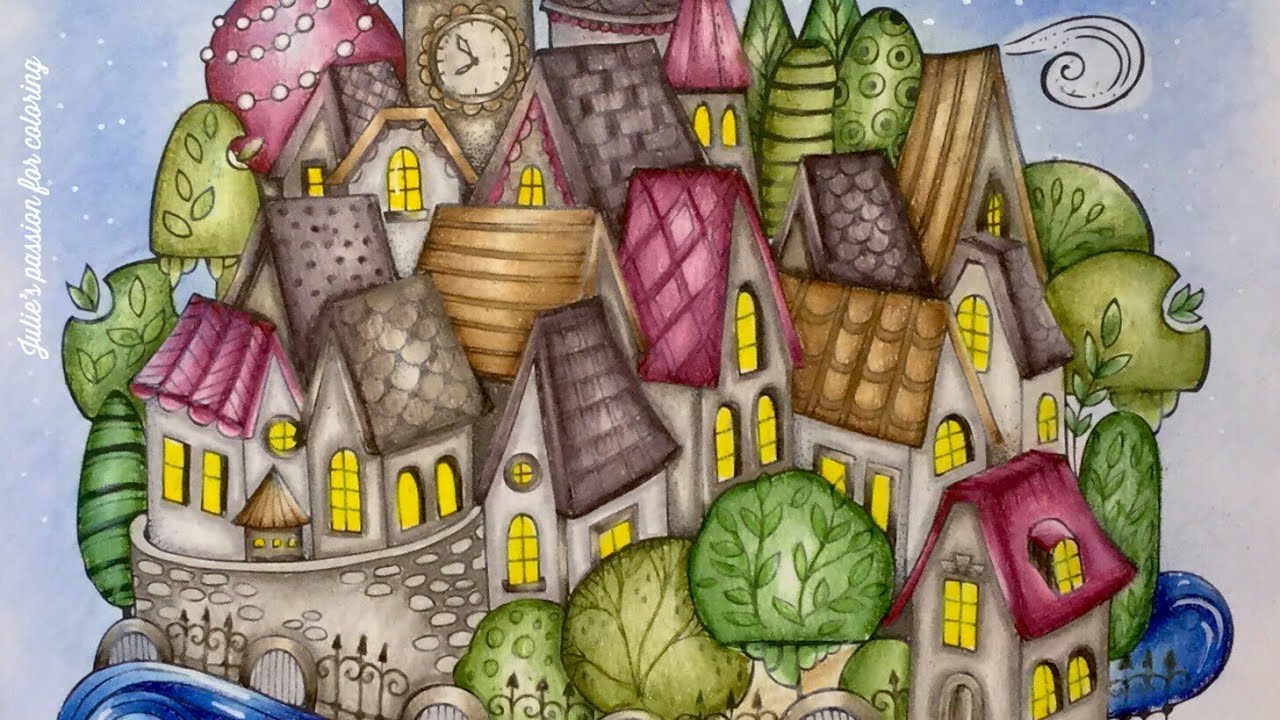 MEIN SOMMER SPAZIERGANG by Rita Berman - prismacolor pencils - color along