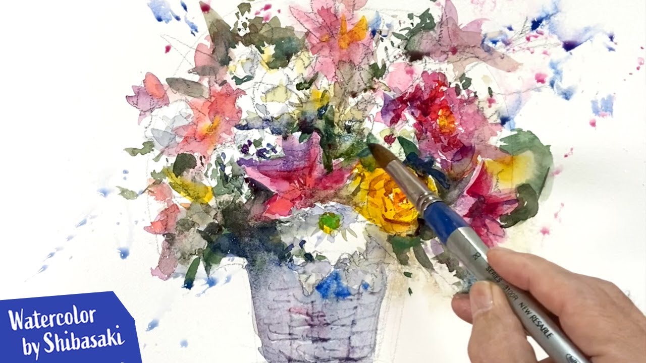 Healing Watercolor Art |  flower bouquet painting