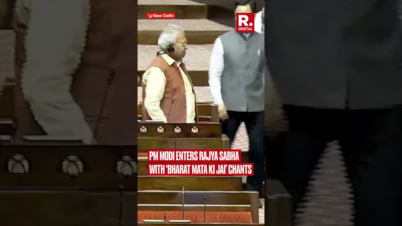 PM Modi Enters Rajya Sabha Amid Chants of &lsquo;Jai Shri Ram&rsquo;