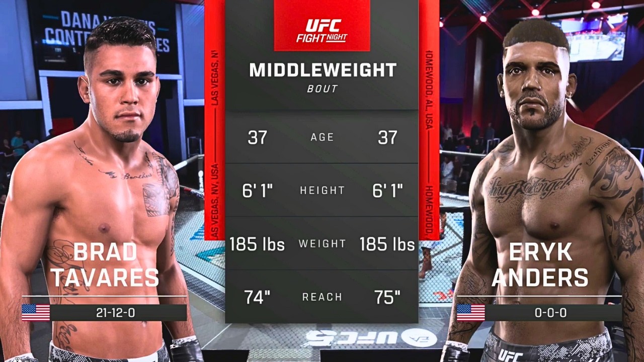 Brad Tavares vs Eryk Anders FULL FIGHT | UFC 5 AI Simulation Gameplay (CPU vs CPU)