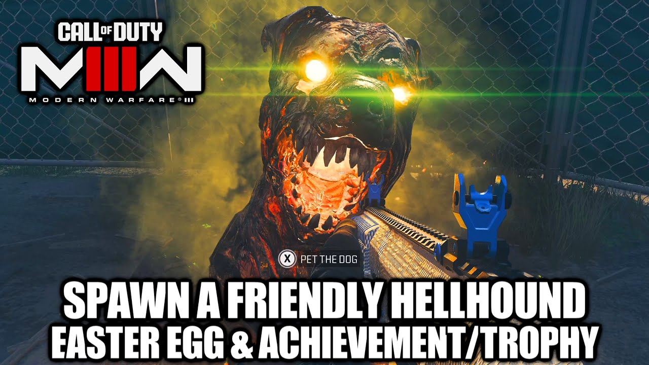 COD MW3 Zombies - Spawn a Friendly Hellhound Easter Egg - Pet a Dog in MWZ Secret Achievement/Trophy