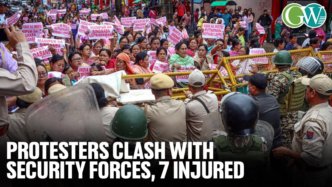 MNP: PROTESTERS CLASH WITH SECURITY FORCES NEAR RAJ BHAVAN; 7 INJURED