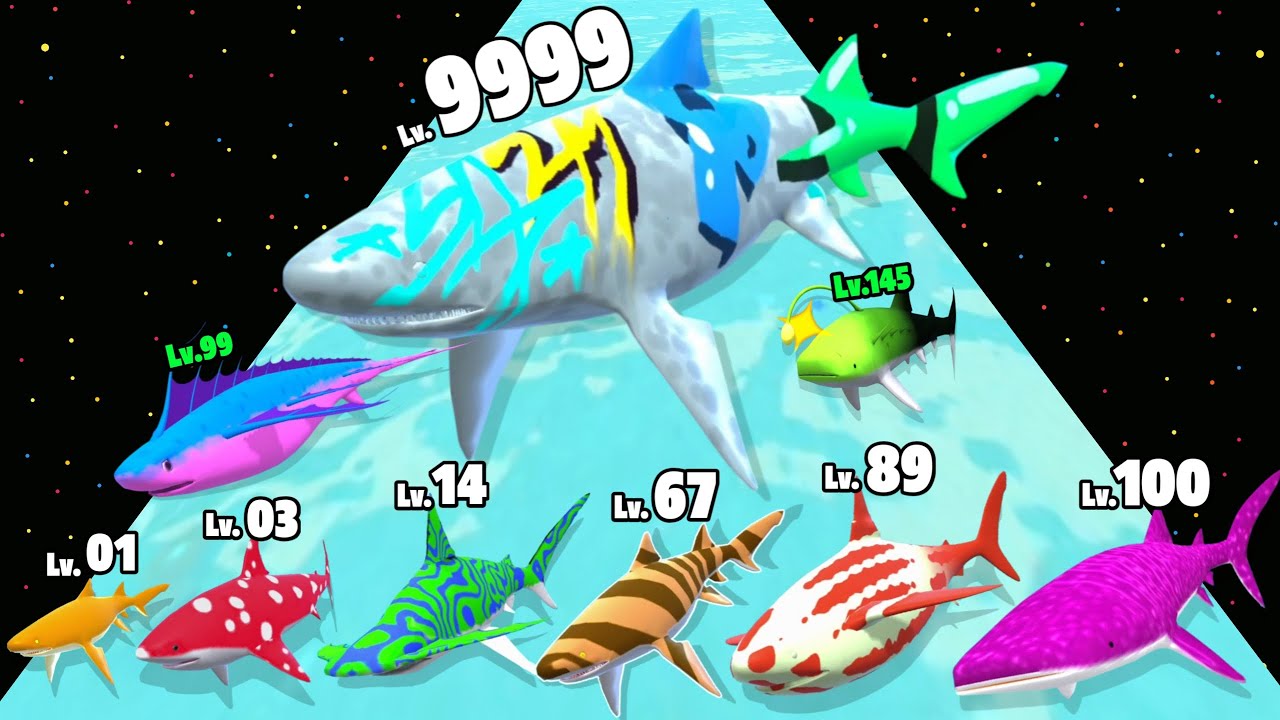 Shark Evolution Shark Run - Level Up Shark Max Level Gameplay (Unlock All Shark)